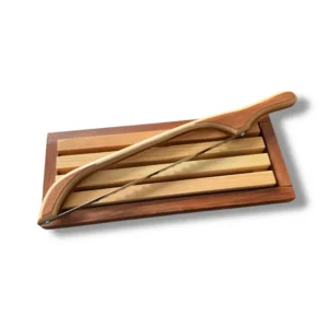 Planche à pain ramasse-miette avec scie pour baguette cognac