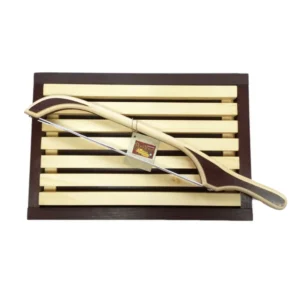 Ensemble planche à pain ramasse-miette acajou