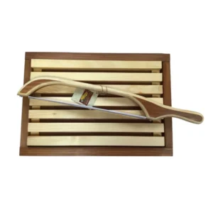 Ensemble planche à pain ramasse-miette cognac